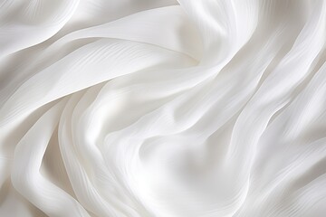 Obraz premium Soft Waves on Cloth: White Whirls - Abstract Background of Fluid Delicacy