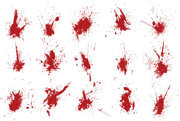 Red ink blood splatter set - obrazy, fototapety, plakaty