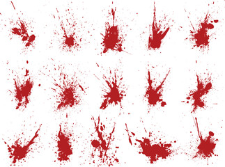Red blood splatter isolated collection background