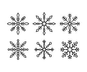 set of snowflake winter black white vector illustration design collections icon isolated