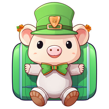 Cute Pig St Patrick Clipart Illustration