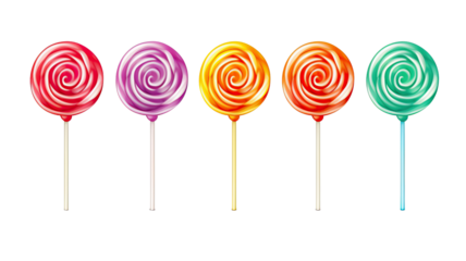 set of colorful lollipops isolated on white background