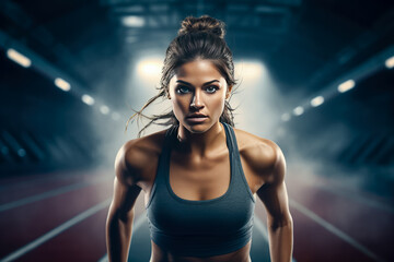 Fototapeta na wymiar Portrait of a beautiful fitness girl posing in the gym. Fitness concept.