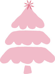 Pink Christmas Pink Tree Illustration hand drawn