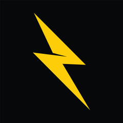 Thunder and Bolt Lighting Flash Icons Set. Flat Style on Dark Background. Vector