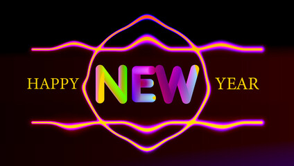 Stylish Happy New Year 2024 text illustration design
