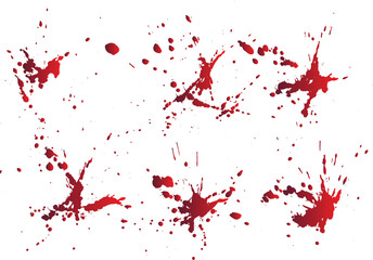 Collection of realistic bloody splatter isolated background
