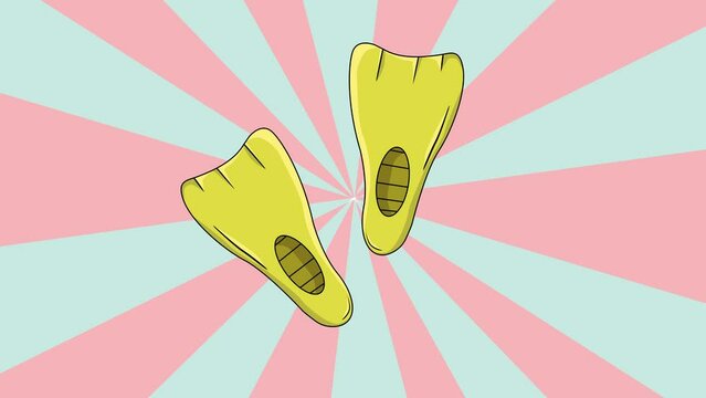 Animation of a diver's shoe icon with a rotating background