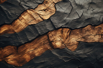 Sunlit Interplay of Cracked Rock and Wood Textures