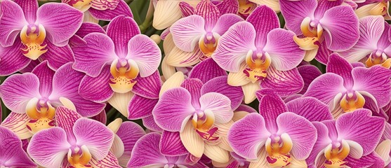 Bunch of colorful orchid flowers detailed texture background from Generative AI