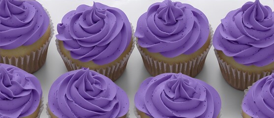 Bunch of purple cupcakes detailed texture background. from Generative AI
