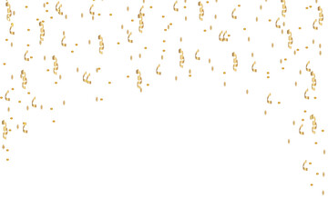 Abstract doted golden confetti falling down bokeh glitter on transparent background. Design for holyday and celebration background.