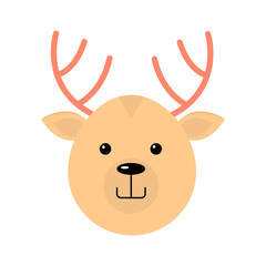 Muzzle of a deer in flat style on an isolated white background.Vector illustration.