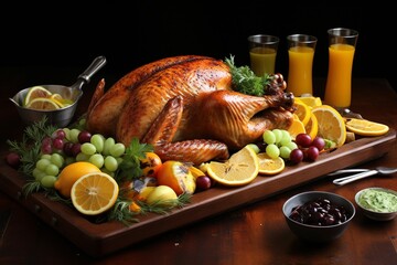 Roasted Thanksgiving Turkey Illustration created with Generative AI