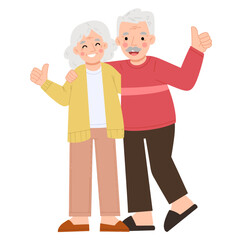 flat design of  a couple growing old together with great love illustration vector eps