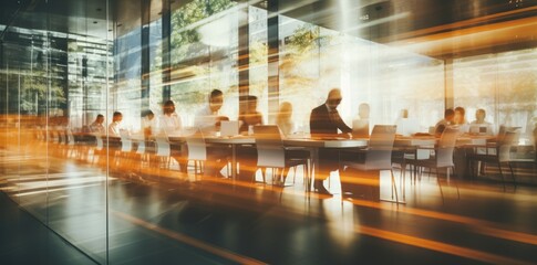 Abstract businesspeople working in the modern office.