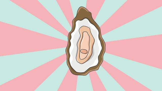 Animated oyster icon with rotating background