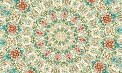 Abstract kaleidoscope background. Beautiful multicolor kaleidoscope texture. Unique mandala design.