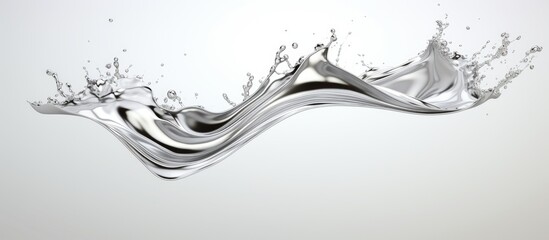A three dimensional image and graphic representation of a shining water splash made of silver - obrazy, fototapety, plakaty