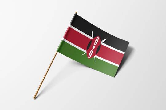 Kenya flag of small paper, isolated on white background