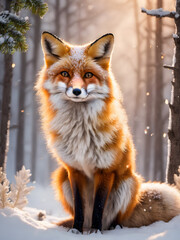 Fototapeta premium red fox in snow
