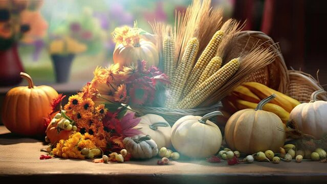 pumpkins and leaves for thanksgiving video