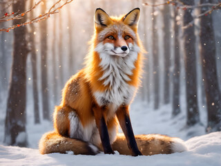 Fototapeta premium red fox in snow