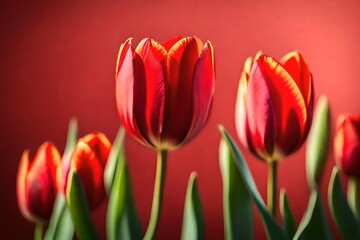 red tulips on a white