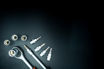 screwdriver bits isolated on black background