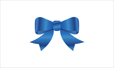 Blue Bow Realistic shiny satin with shadowfor decorate your wedding invitation card ,greeting card or gift boxes vector 