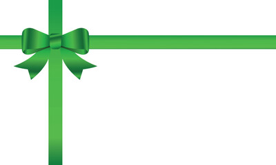 Green bow realistic with horizontal and Vertical cross ribbon place on white background for decorate you wedding card, gift card or website Vector