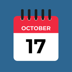 October 17 calendar reminder. 17 October daily calendar icon template. Calendar 17 October icon Design template. Vector illustration