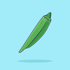 Okra Vegetable cartoon vector icon illustration food nature icon concept isolated premium