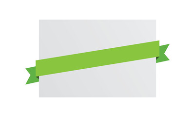 Green ribbon on blank horizontal white label, isolated on a blank background. Elements for your design, with space for your text. Vector Illustration