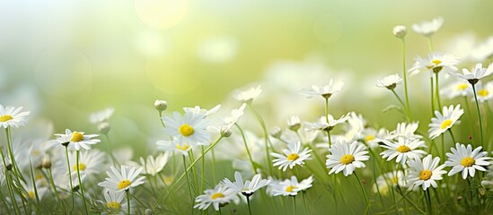 An expanse of summer green turf adorned with dainty white daisies