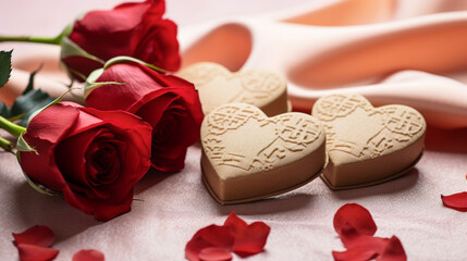 Obraz na płótnie Canvas heart shaped chocolates HD 8K wallpaper Stock Photographic Image 