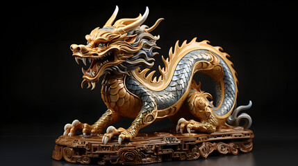 golden dragon statue in chinese temple
