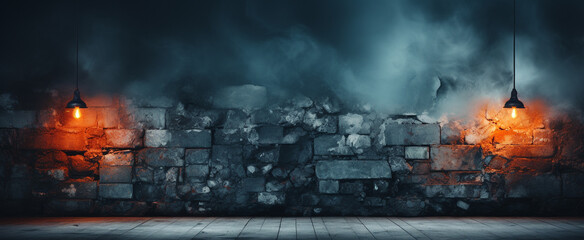 abstract blurred concrete block wall in dark room background
