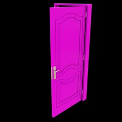 Pink door Unlocked Pathway in Pure White Isolated Environment