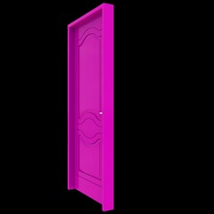 Pink door Welcoming Passage on Isolated White Surface