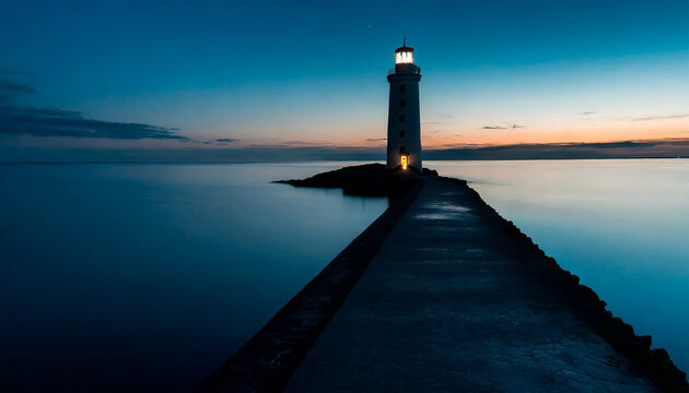 Faro esperando los primeros rayos de luz del amanecer