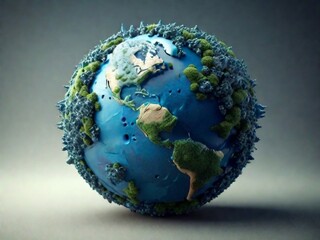 Fototapeta premium Celestial orb depicting Earth's geography 