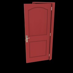 Red door Opened Access Point in White Background Isolation