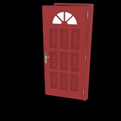 Red door Welcoming Entry against White Isolated Setting