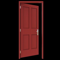 Red door Unbarred Portal with Pure White Isolated Canvas