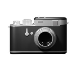 silver retro camera on white background , 3d render 