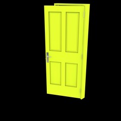 Yellow door Illuminated Passage on White Background Isolation