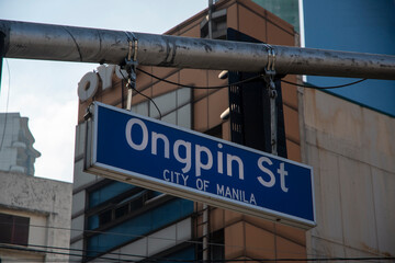 Street sign of Ongpin street in Chinatown, Manila