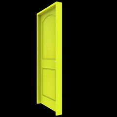 Yellow door Illuminated Entrance in Isolated Background