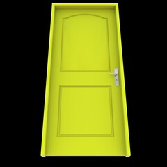Yellow door Welcoming Portal on Isolated White Backdrop